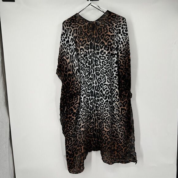 Womens Say What Open S/M Cardigan Kimono Wrap Lightweight Leopard Animal Boho - Picture 7 of 8